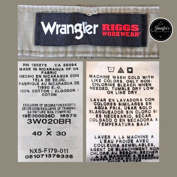 Riggs Workwear by Wrangler Men's Loden (Green) Relaxed Fit Ripstop Pants 40 x 30 - Picture 10 of 12